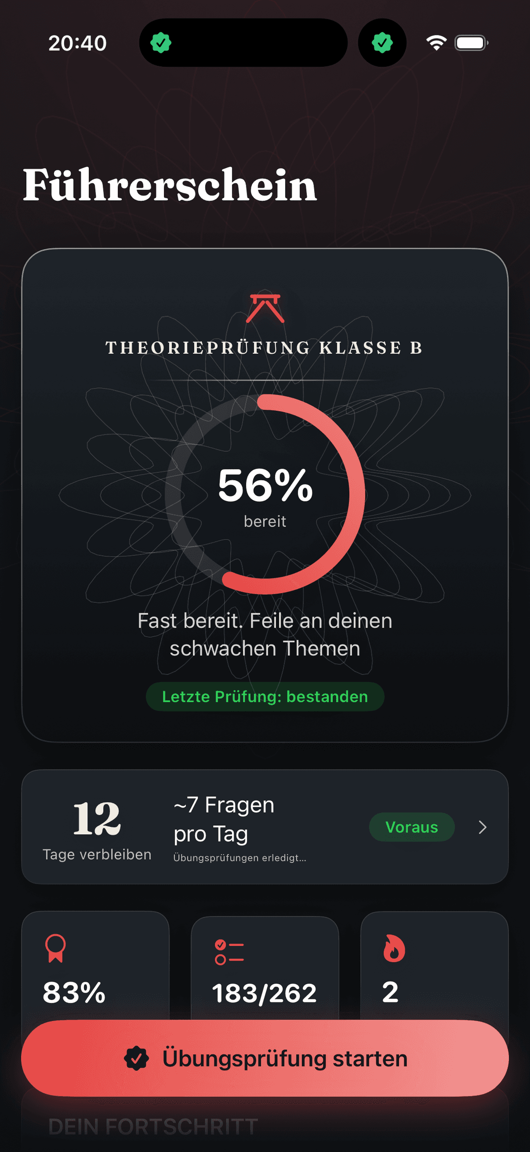 Führerschein Theorie Klasse B home screen
